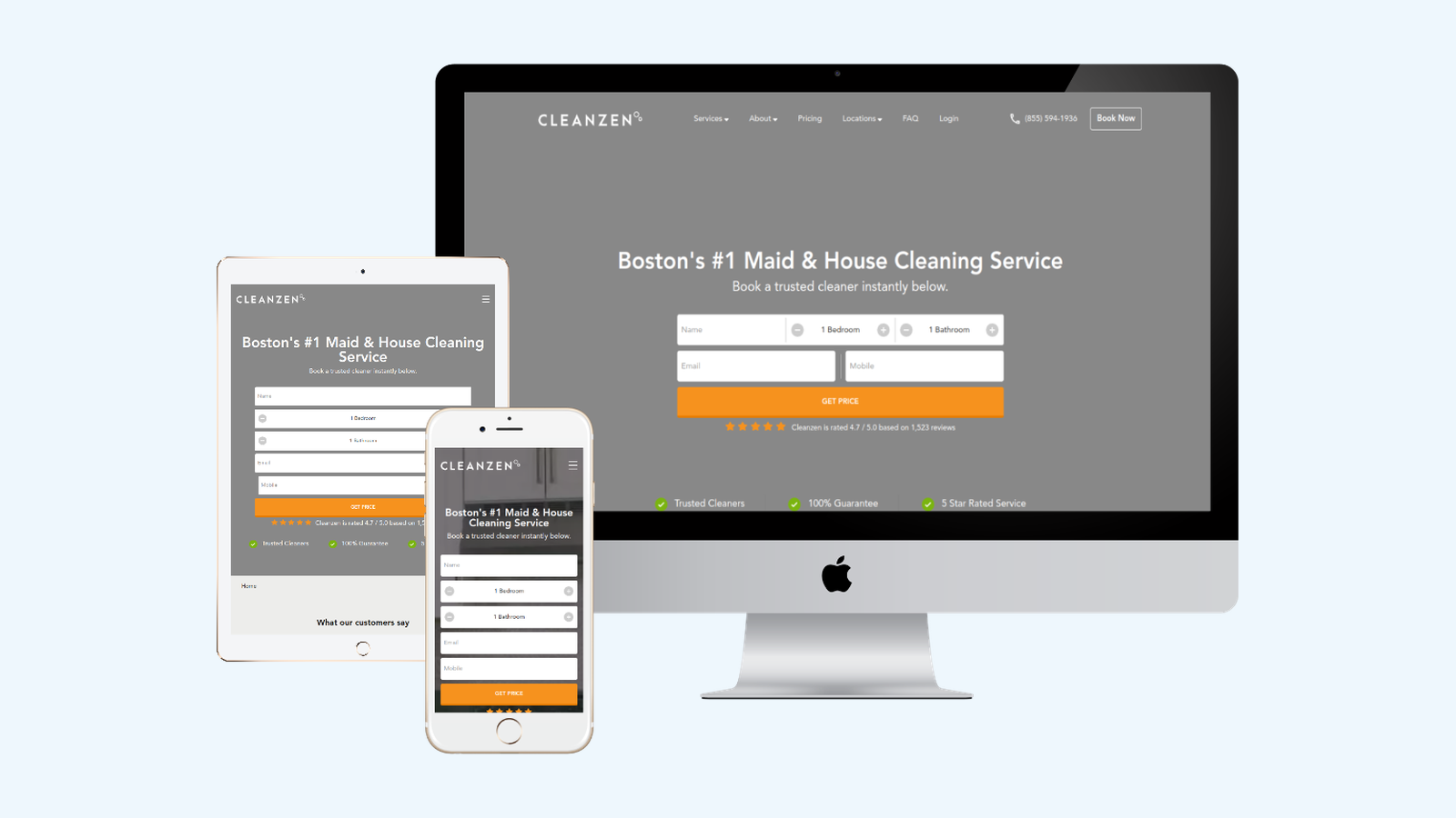 Cleaning Services website design example