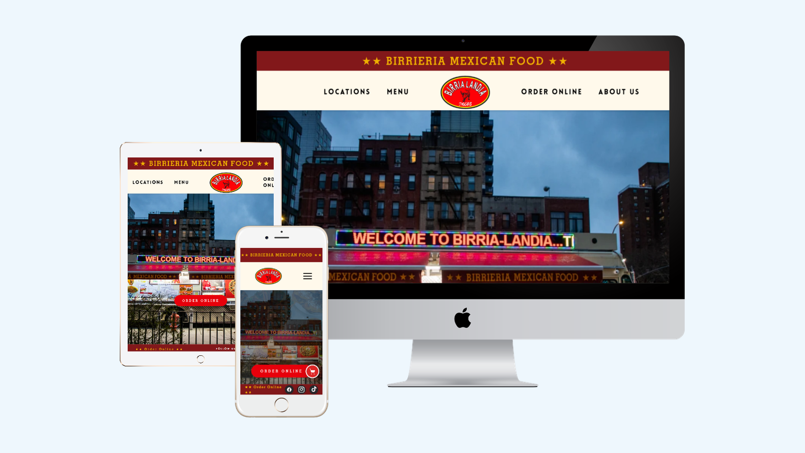 Food Trucks website design example