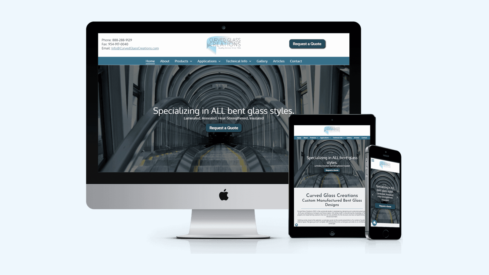 Glass Companies website design example