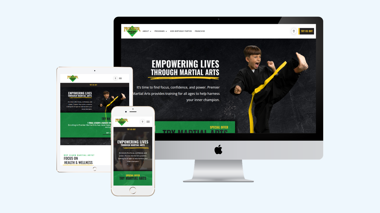 Martial Arts Schools website design example