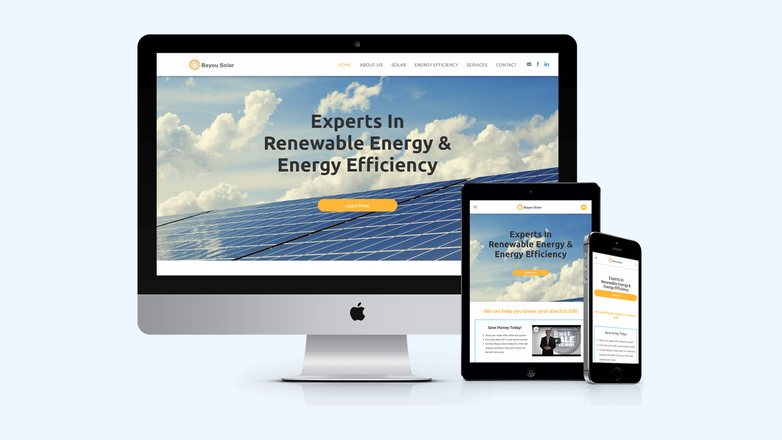 Solar Energy website design example