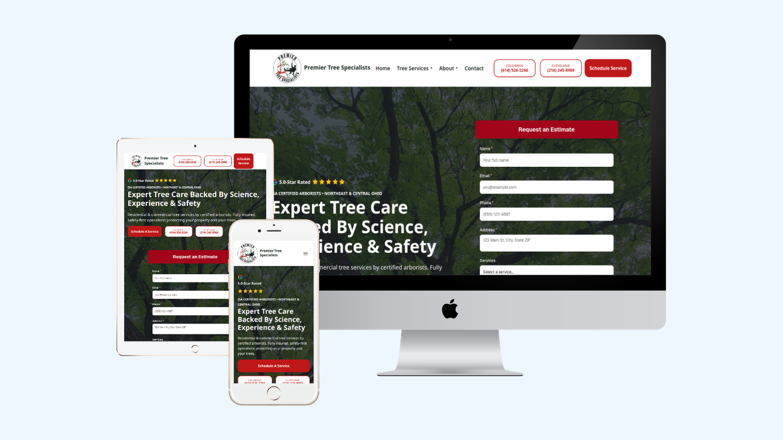 Tree Services website design example