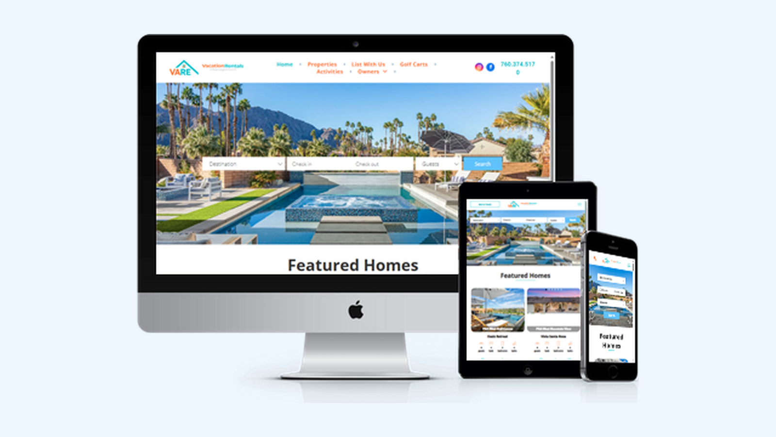 Vacation Rentals website design example