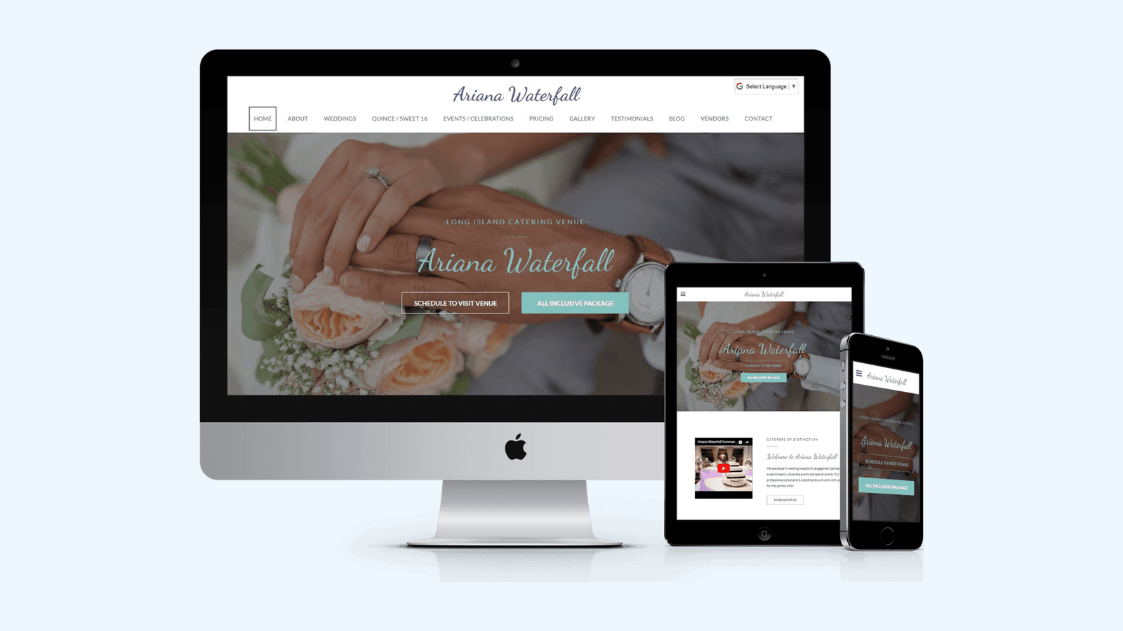 Wedding Services website design example